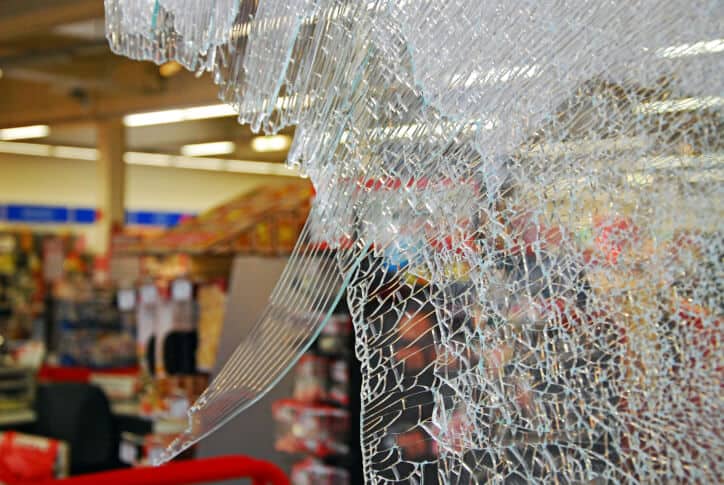 Broken shop window